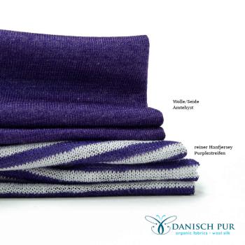 Preview: Bio reiner Hanfjersey (kba) - Purple Streifen