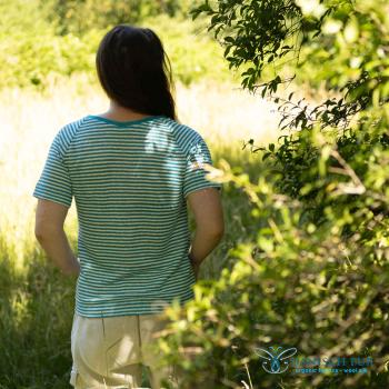 Preview: Bio reiner Hanfjersey (kba) - Türkis Streifen