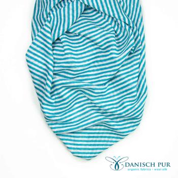 Preview: Bio reiner Hanfjersey (kba) - Türkis Streifen