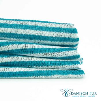 Bio reiner Hanfjersey (kba) - Türkis Streifen