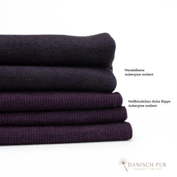 Preview: Bio Wollbündchen - Aubergine - Rippe im Schlauch