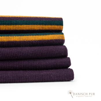 Preview: Festes Bio Ringel Wollbündchen - Langstrumpf (kbt)