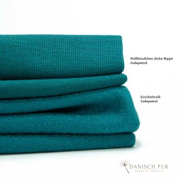 Preview: Bio Wollbündchen - Jade Petrol - Rippe im Schlauch