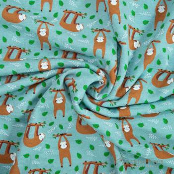 Preview: Bio Lyocell/Wollfrottee Faultiere auf Arctic Blue