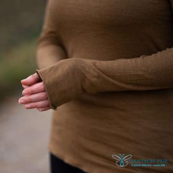 Preview: Bio Merino Seide Fein-Rippenwolljersey  Zimt