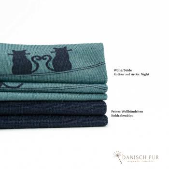 Preview: Bio Wolle Seide Arctic Night - Katzen