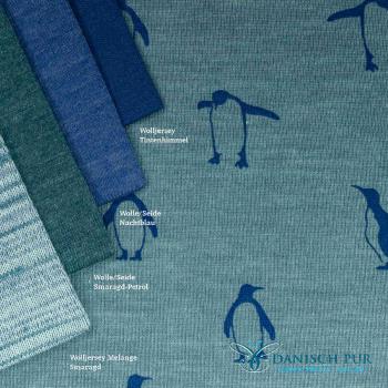 Bio Wolle Seide Pinguine auf Arctic Night