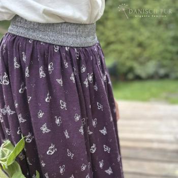 Preview: Bio Wolle Seide Singlejersey Schmetterlinge auf Aubergine