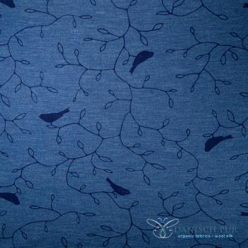 Bio Wolle/Seide - Vögel auf Nachtblau