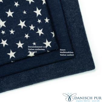 Preview: Bio Wolljersey Jacquard tiefseeblau (Merino, kbt, mulesingfrei)