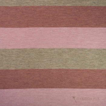 Preview: Bio Woll-Jacquard Blockstreifen Rosenholz Taupe Rose(Merino, kbt, mulesingfrei)