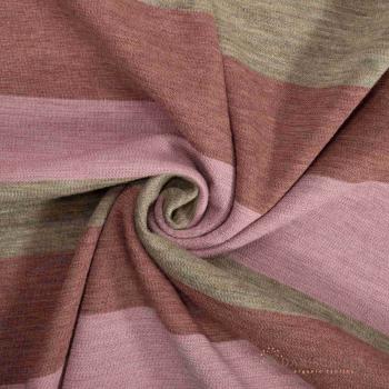 Preview: Bio Woll-Jacquard Blockstreifen Rosenholz Taupe Rose(Merino, kbt, mulesingfrei)