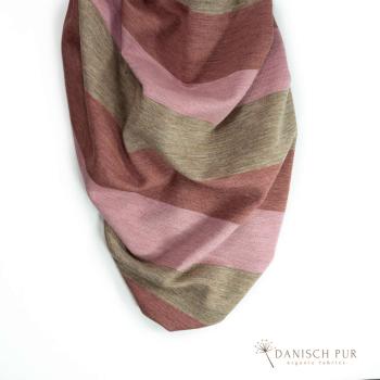 Bio Woll-Jacquard Blockstreifen Rosenholz Taupe Rose(Merino, kbt, mulesingfrei)