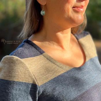 Preview: Bio Woll-Jacquard Blockstreifen in Blautönen(Merino, kbt, mulesingfrei)