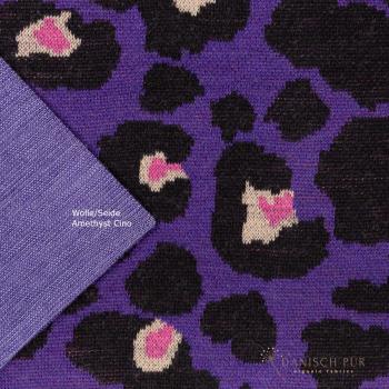Preview: Bio Woll-Jacquard Leo Lila Schwarz(Merino, kbt, mulesingfrei)