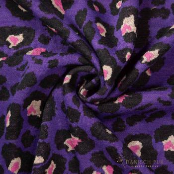Preview: Bio Woll-Jacquard Leo Lila Schwarz(Merino, kbt, mulesingfrei)