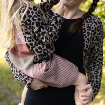 Preview: Bio Woll-Jacquard Leo Schwarz Rosenholz Taupe Rose(Merino, kbt, mulesingfrei)
