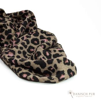 Bio Woll-Jacquard Leo Schwarz Rosenholz Taupe Rose(Merino, kbt, mulesingfrei)