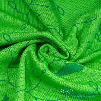 Preview: (Dickerer) Bio Wolljersey - Vögel auf Zitronengrün