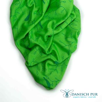 Preview: (Dickerer) Bio Wolljersey - Vögel auf Zitronengrün