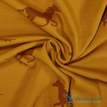 Preview: (Dickerer) Bio Wolljersey - Wildpferde auf Gold