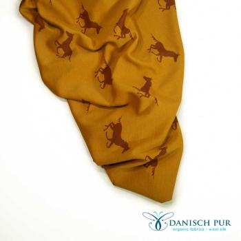 Preview: (Dickerer) Bio Wolljersey - Wildpferde auf Gold