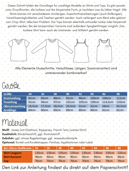 Lotte und Ludwig Papierschnittmuster Basic Shirt - Damen