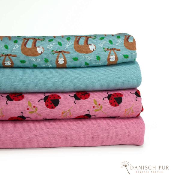 Bio Lyocell/Wollfrottee Faultiere auf Arctic Blue